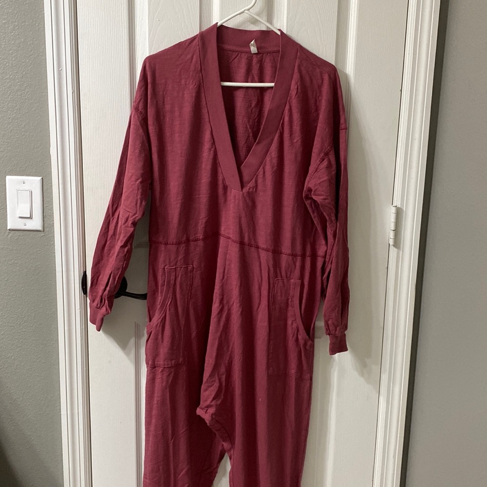 Free People Burgundy Jumpsuit